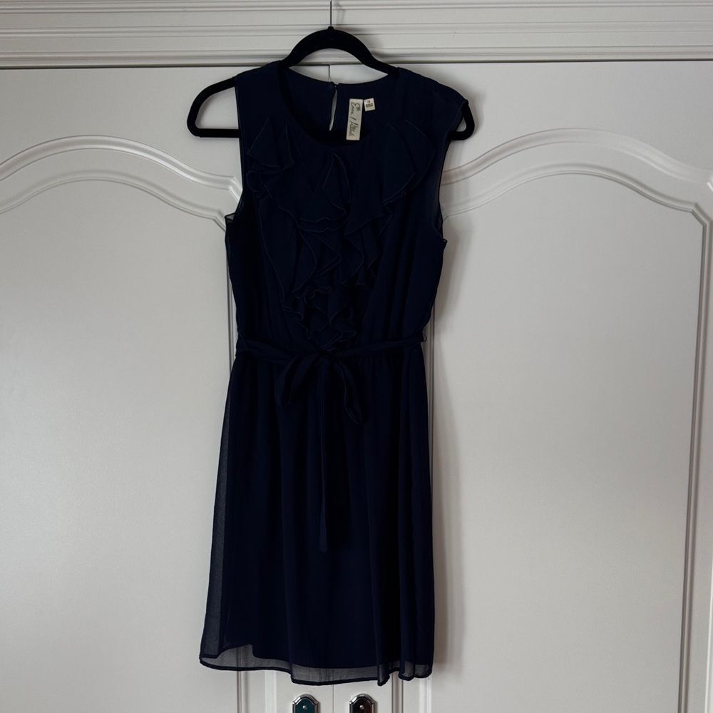 Emma & Michele Navy Ruffle Mini Dress